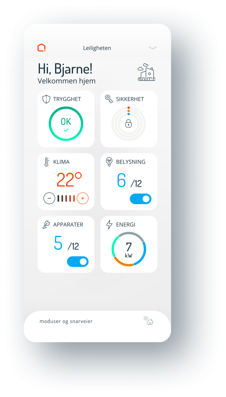 Futurehome app dashboard oversikt